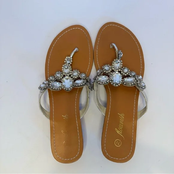 Flourish Silver Jeweled Sandals - Size 7.5 - Picture 7 of 14